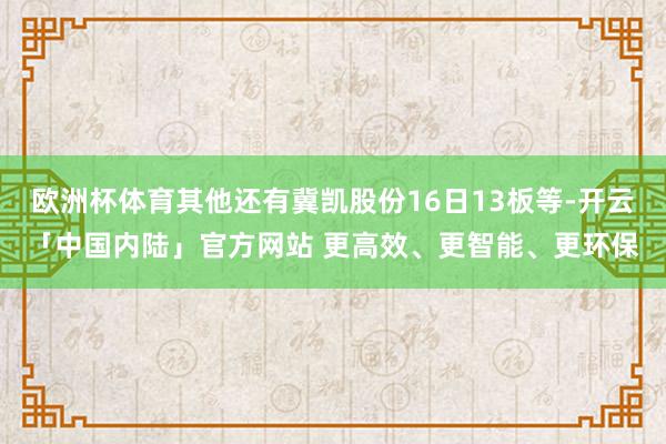 欧洲杯体育其他还有冀凯股份16日13板等-开云「中国内陆」官方网站 更高效、更智能、更环保