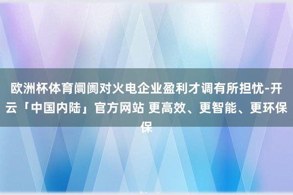 欧洲杯体育阛阓对火电企业盈利才调有所担忧-开云「中国内陆」官方网站 更高效、更智能、更环保